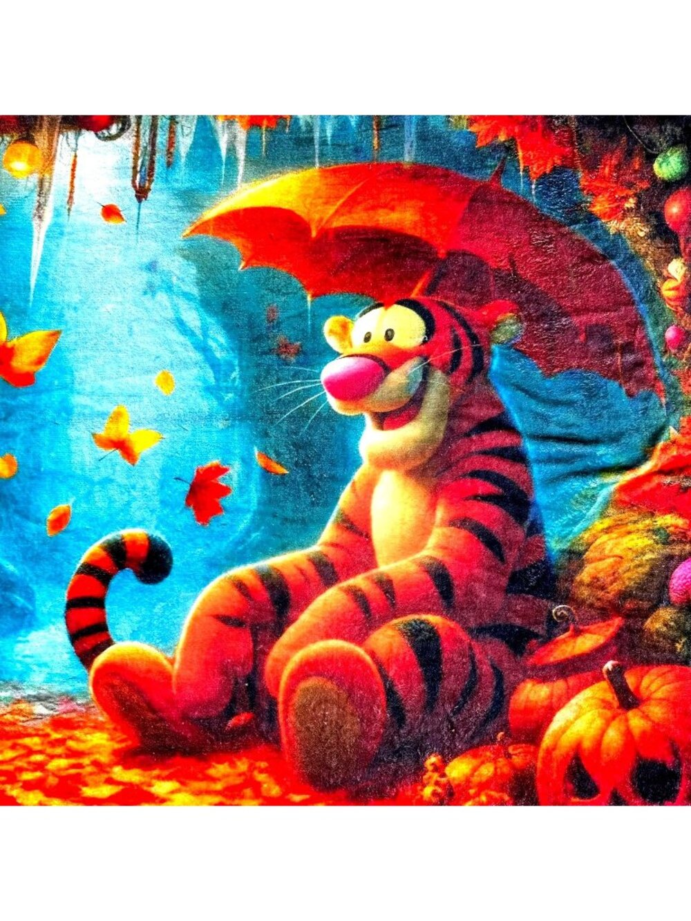 Amie J Tigger Blanket Throw Halloween Jack O Lantern Trick Treat Fall Jazz Blues